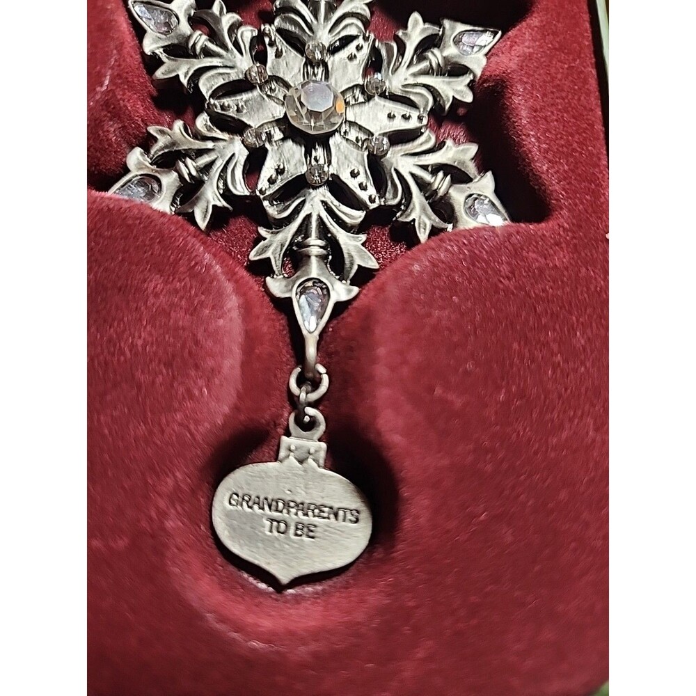 GRANDPARENTS TO BE Pewter Crystal Snowflake Ornament Gift Boxed By Amscan Intl